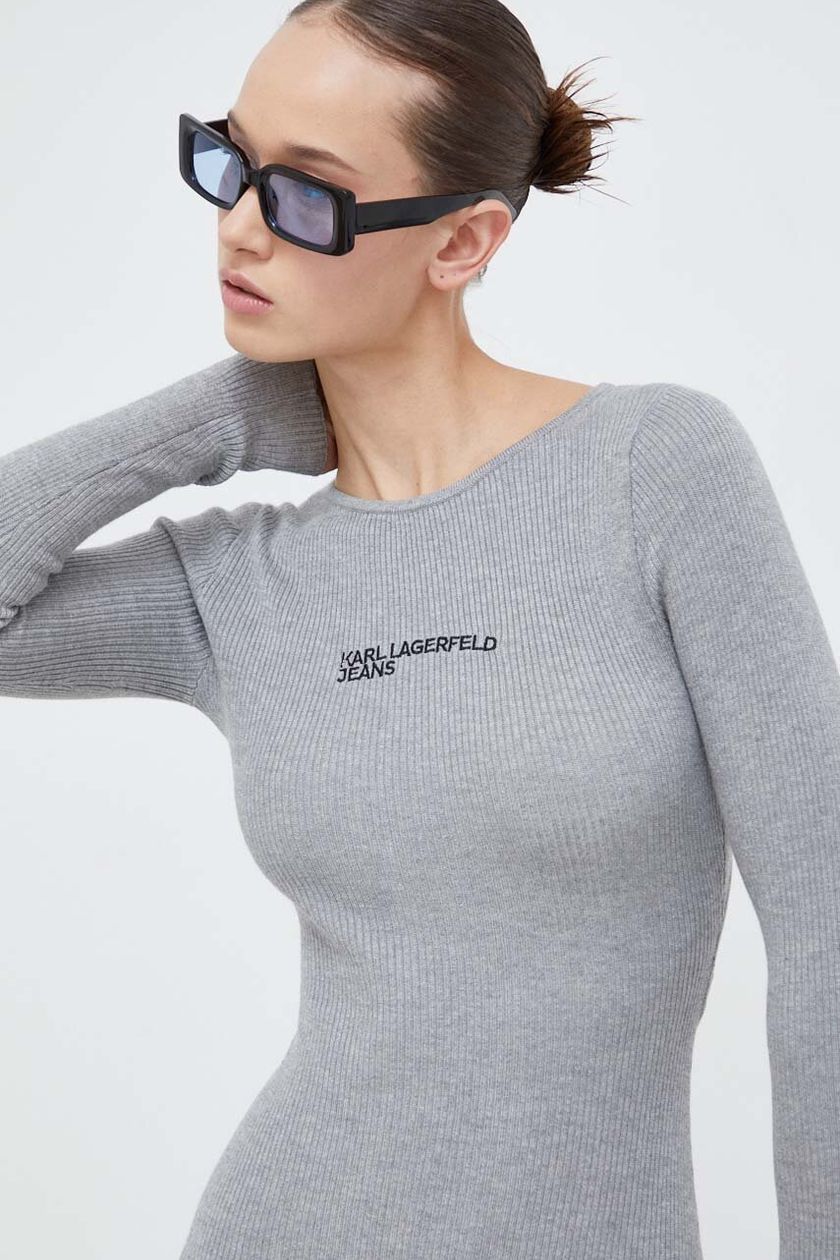 Рокля Karl Lagerfeld Jeans в сив цвят