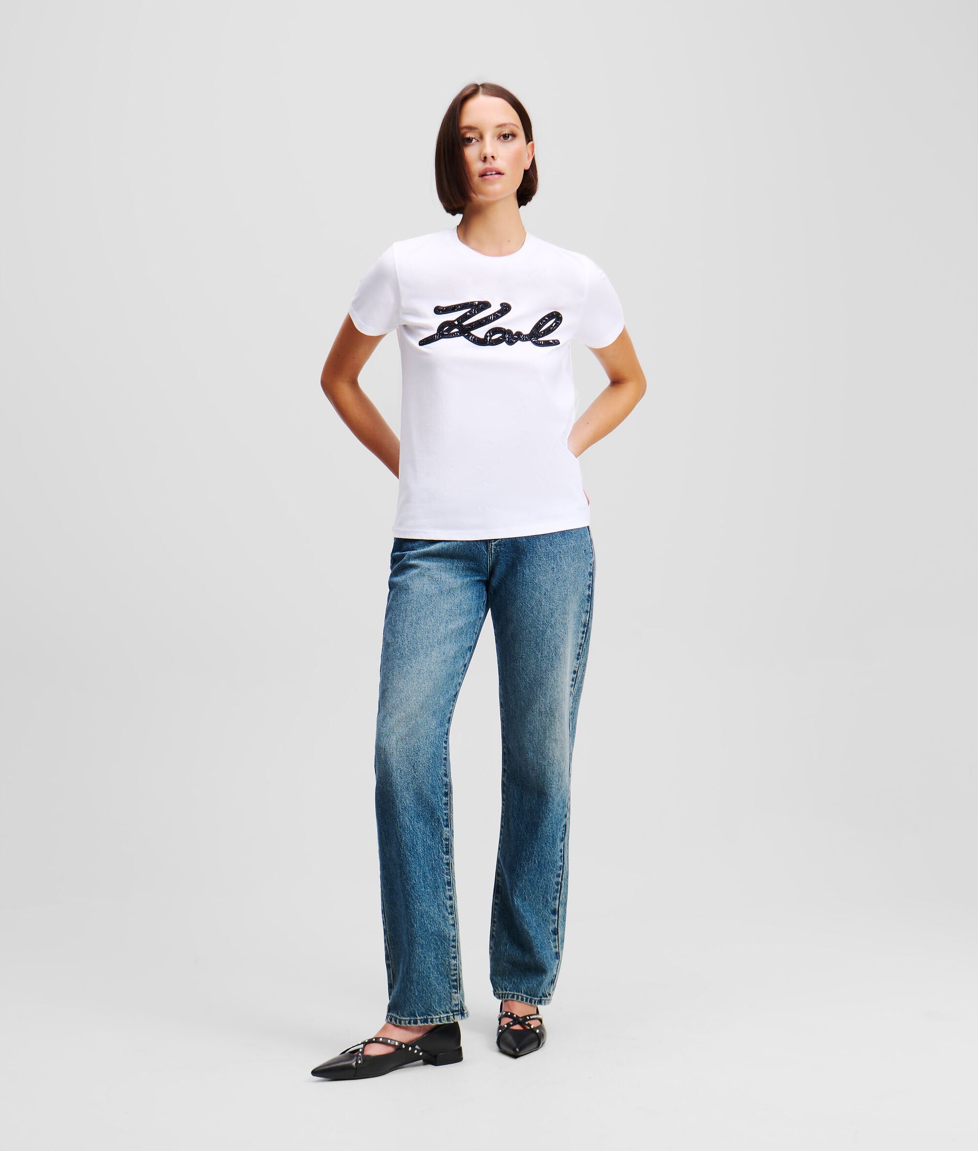 Тениска Karl Lagerfeld Boucle Karl Signature